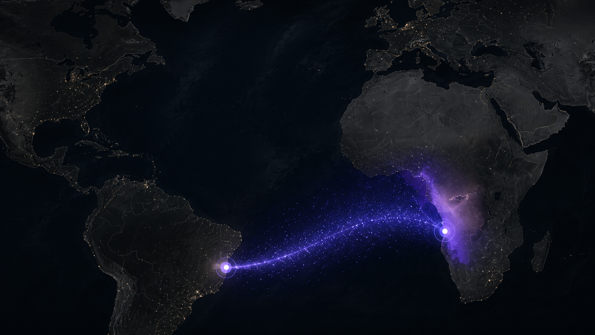 Mapa da trajetória atmosférica entre o Deserto do Namib e Vitória/ES